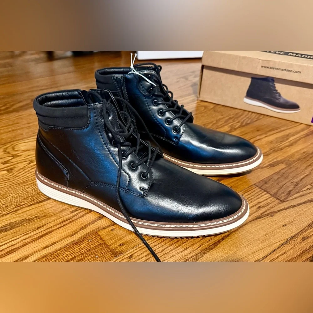 Steve Madden Men’s P-Jelen Black Boots - Picture 4 of 10